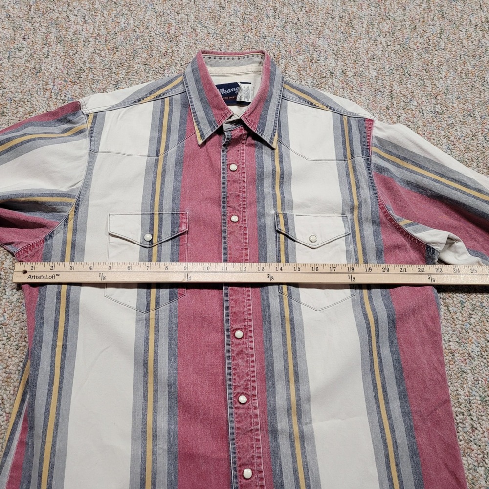 Wrangler Brushpopper Western Shirt‎ Men Large Multicolor Striped Pearl Snap Fade - Picture 7 of 10